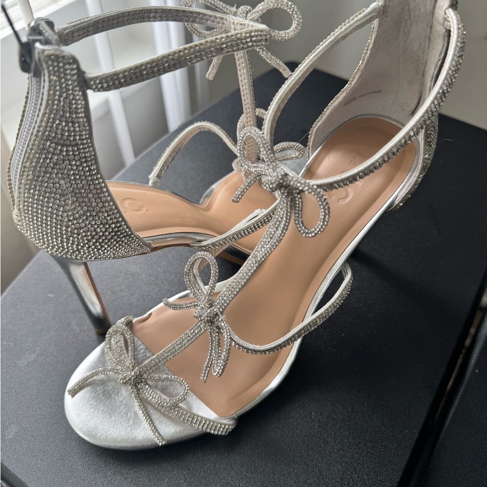 Elegant Silver Strappy Heels